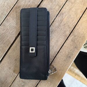 Lodis Black Leather Zip Wallet Organizer